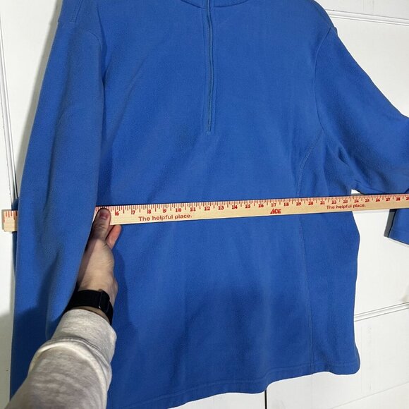 Land's End Pullover Fleece Quarter Zip Sweater Royal Blue Size 1X Oeko-Tex - Picture 5 of 9